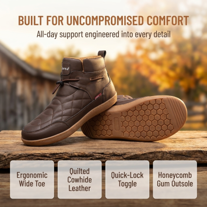 Mens handmade Cowhide Wide-toe Watreproof Orthopedic Walking Boots
