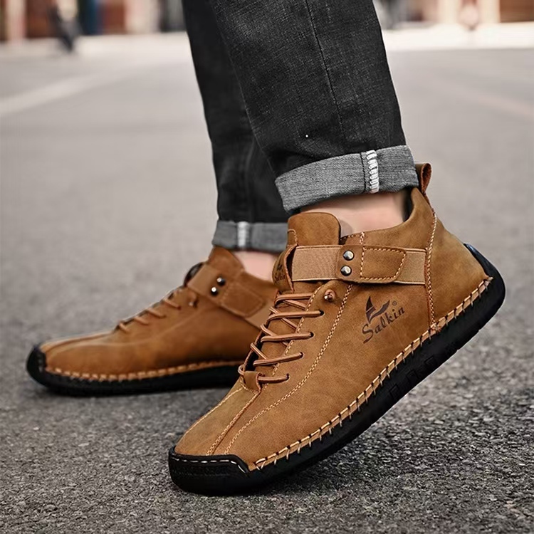 VIP Exclusive: Custom Order – Men’s Hand-Stitched Mid-Top Leather Casual Boots