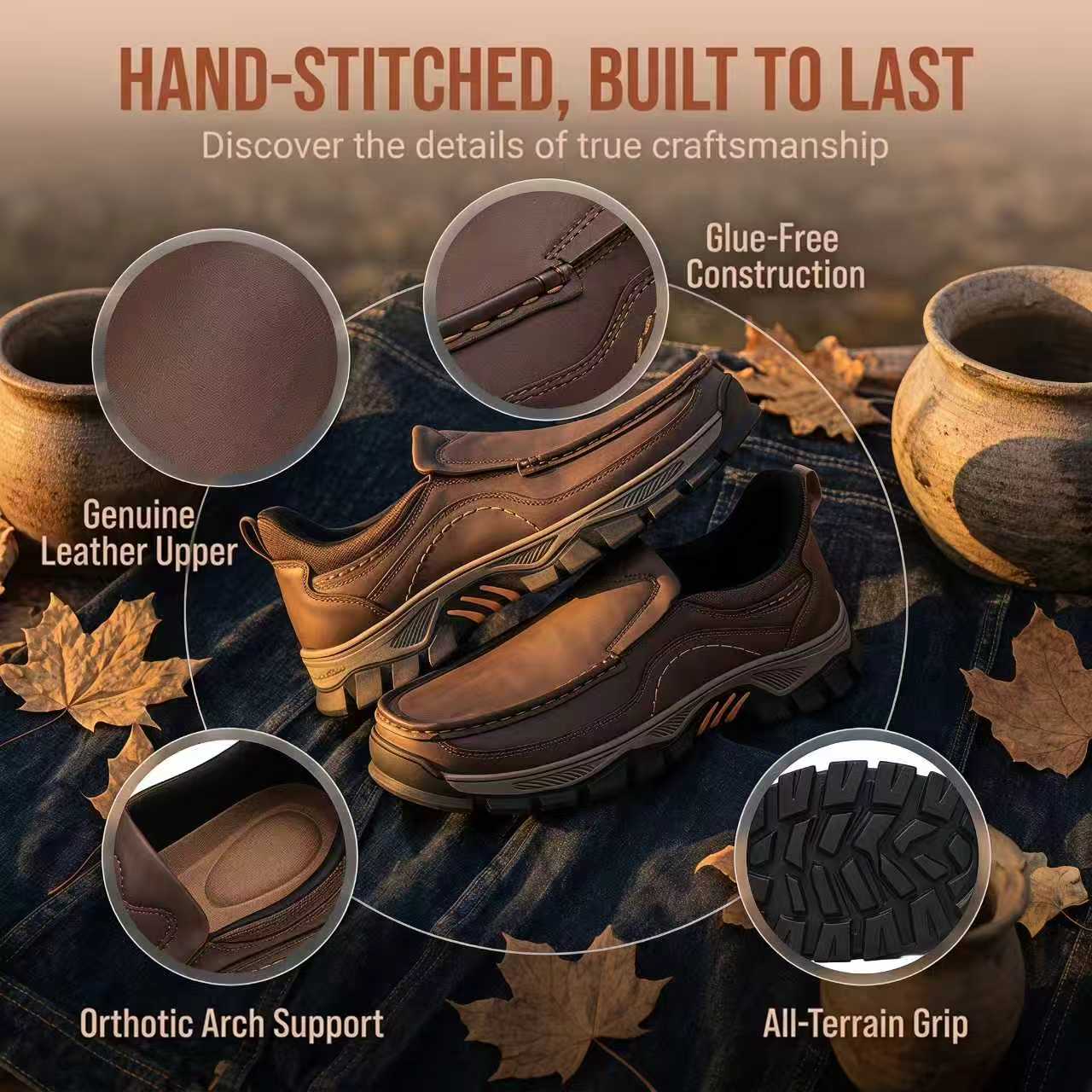 ⏰Last Day! 45% OFF 🔥MANTRAFF®Men's Handmade Genuine Leather Orthopedic Walking Shoes
