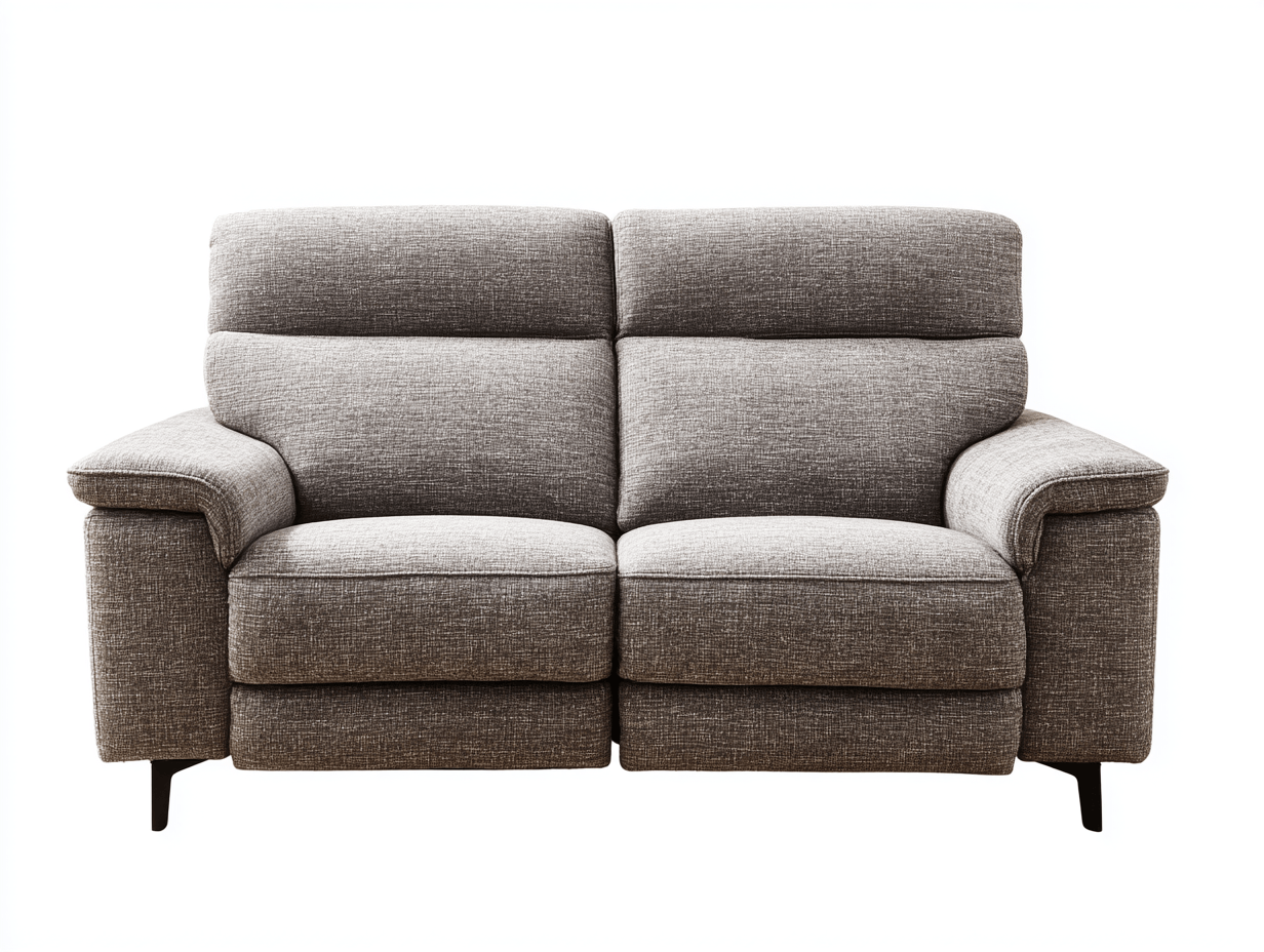 Canapé 2 places inclinable tissu 190×90 cm – gris – avec accoudoirs et pieds en métal-Warmthix