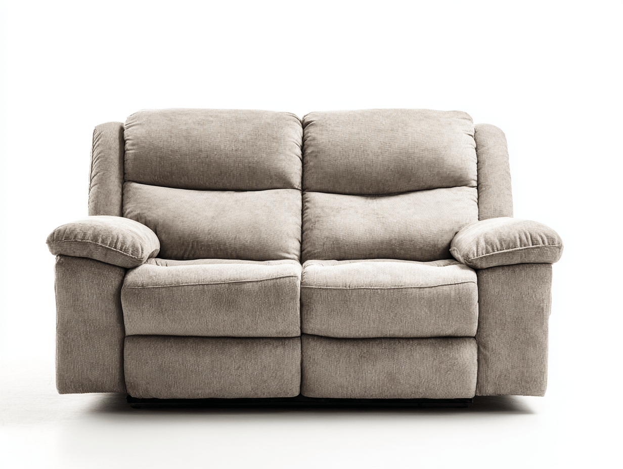 Canapé 2 places inclinable tissu 200×95 cm – gris clair – avec accoudoirs et mécanisme inclinable manuel-Warmthix