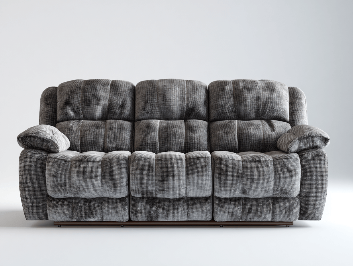 Canapé relax 3 places – tissu velouté gris foncé – design matelassé et confort enveloppant-Warmthix