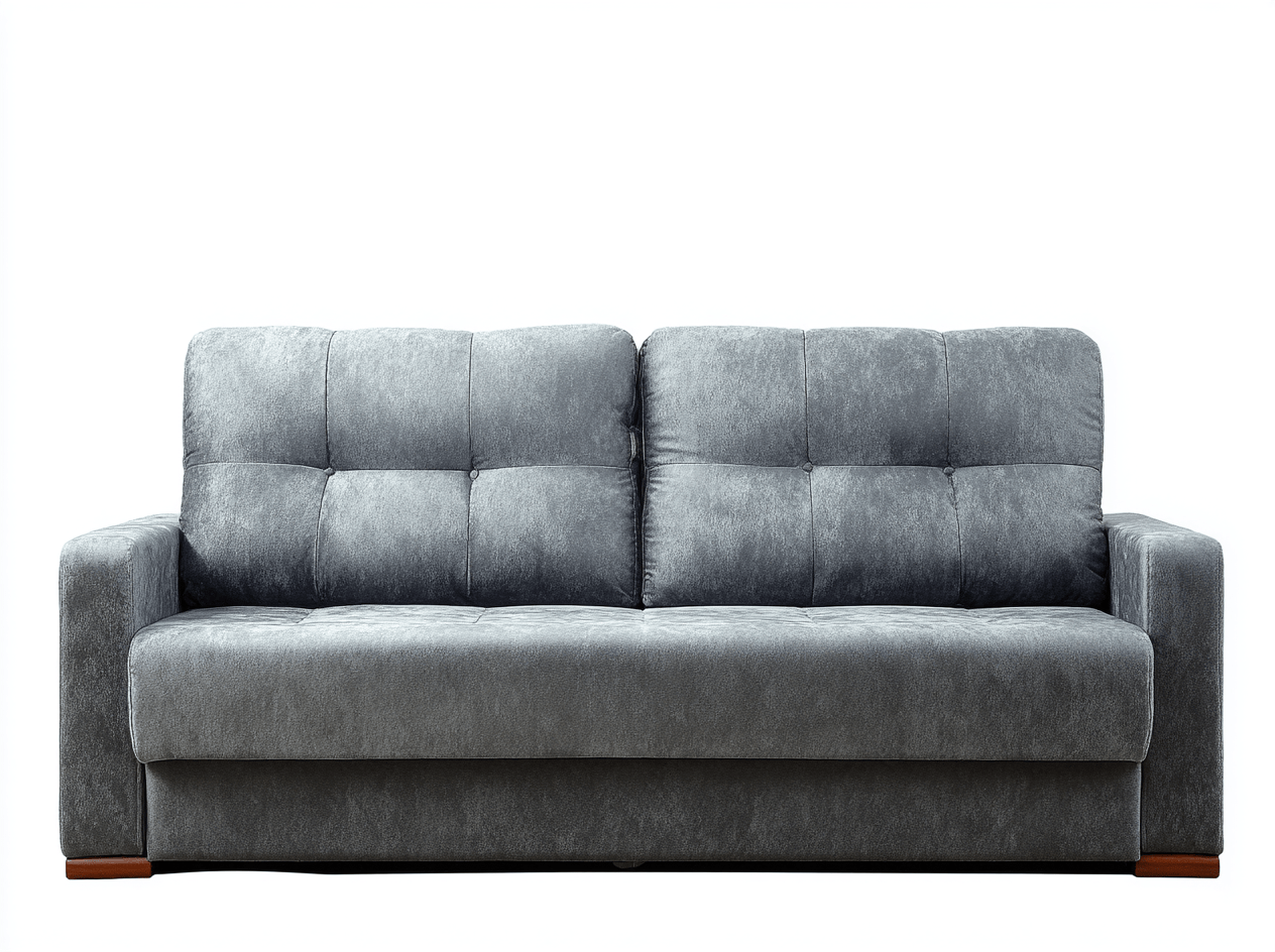 Canapé-lit 3 places – tissu effet velours bleu gris – convertible avec design capitonné moderne-Warmthix