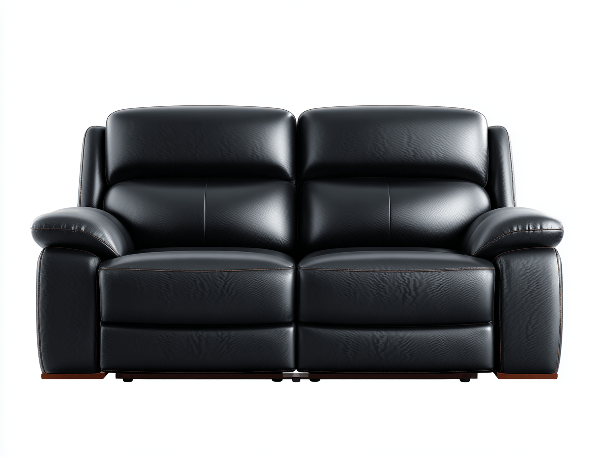 Canapé 2 places en cuir noir avec repose-pieds électriques 200×95 cm – noir – avec accoudoirs et mécanisme inclinable électrique-Warmthix