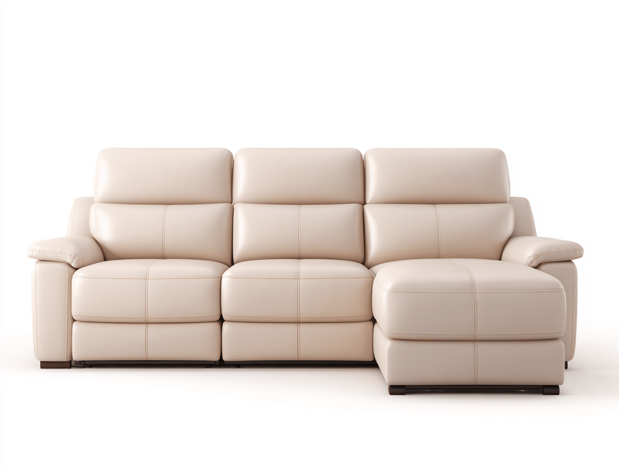 Canapé d’angle L en cuir synthétique – beige – avec assise ergonomique et dossiers haut confort-Warmthix