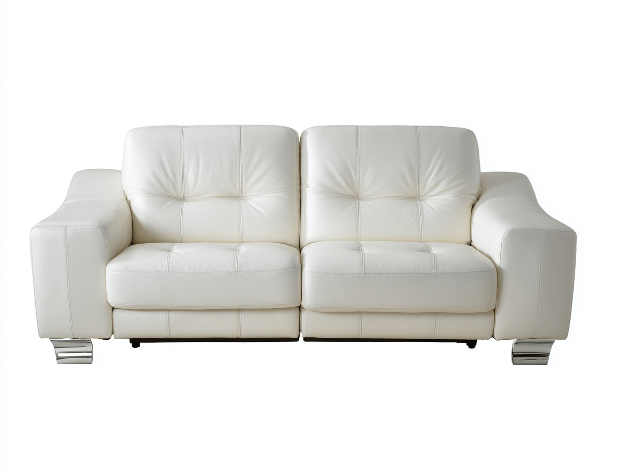 Canapé 2 places inclinable cuir 200×95 cm – blanc – avec repose-tête et mécanisme incliné électrique-Warmthix