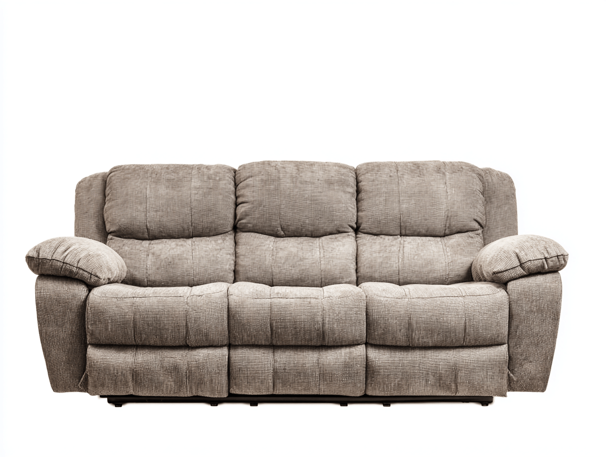 Canapé relax 3 places – tissu gris taupe – accoudoirs larges et assises matelassées-Warmthix