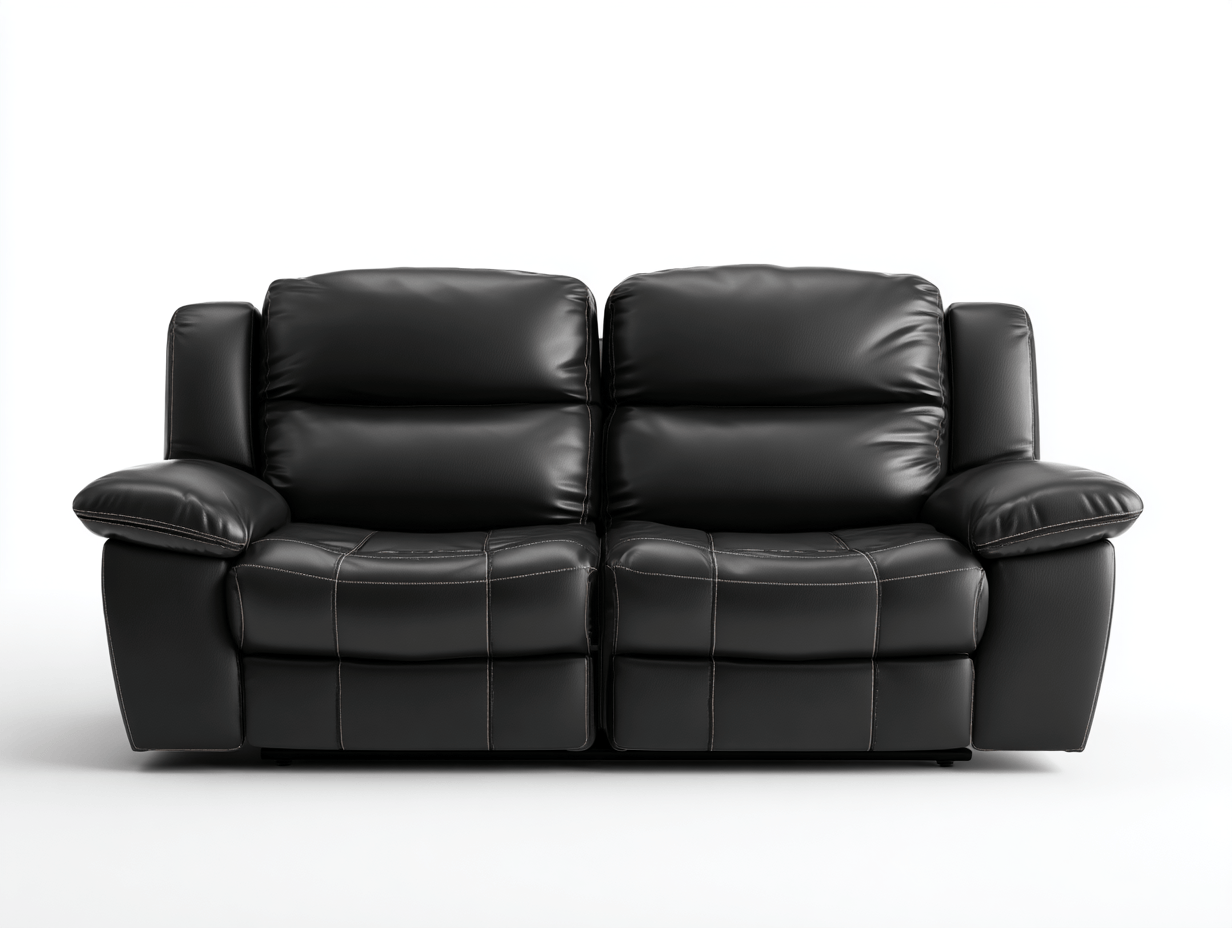 Canapé 2 places en cuir noir avec repose-pieds électriques 200×95 cm – noir – avec accoudoirs et mécanisme inclinable électrique-Warmthix