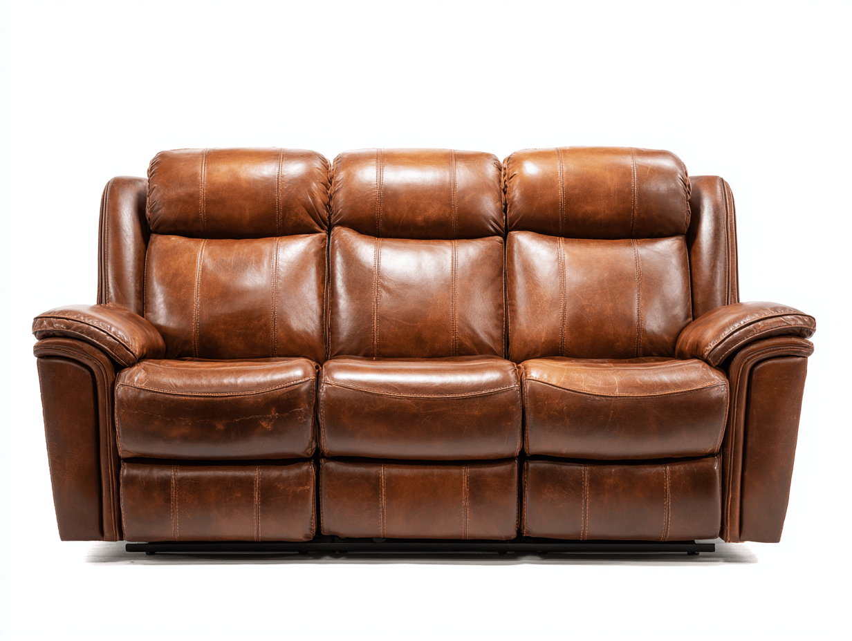 Canapé relax en cuir synthétique – marron – trois places avec mécanisme inclinable-Warmthix