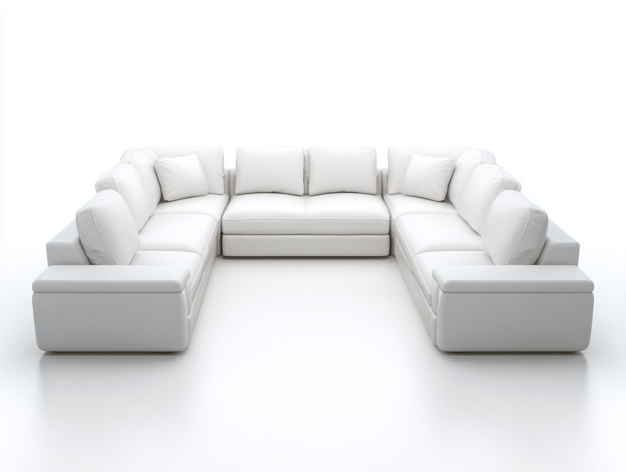 Canapé en U en cuir synthétique – blanc – grand format avec coussins amovibles et accoudoirs rembourrés-Warmthix