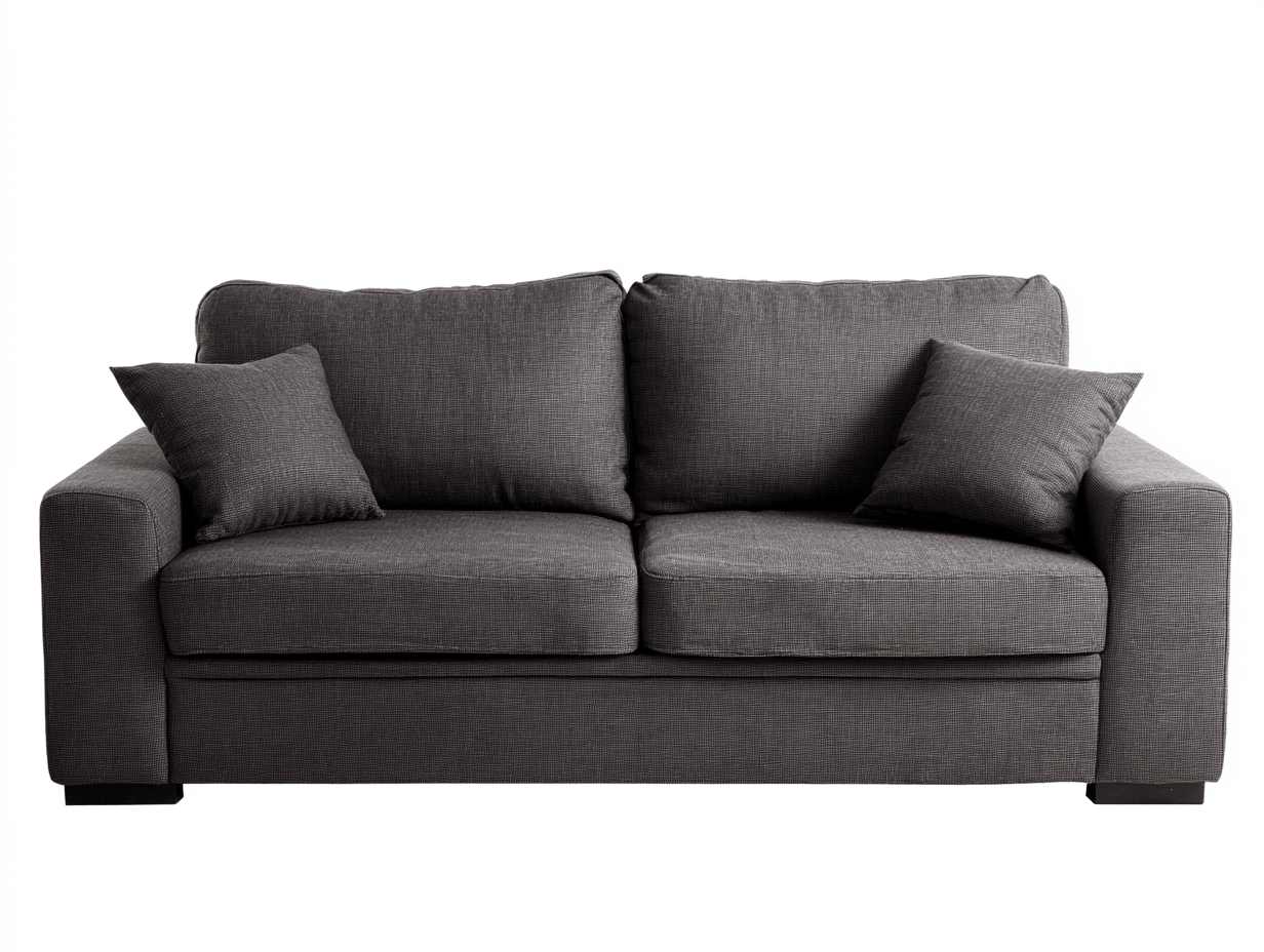 Canapé 2 places en tissu – gris foncé – design contemporain avec lignes droites et assise confortable-Warmthix