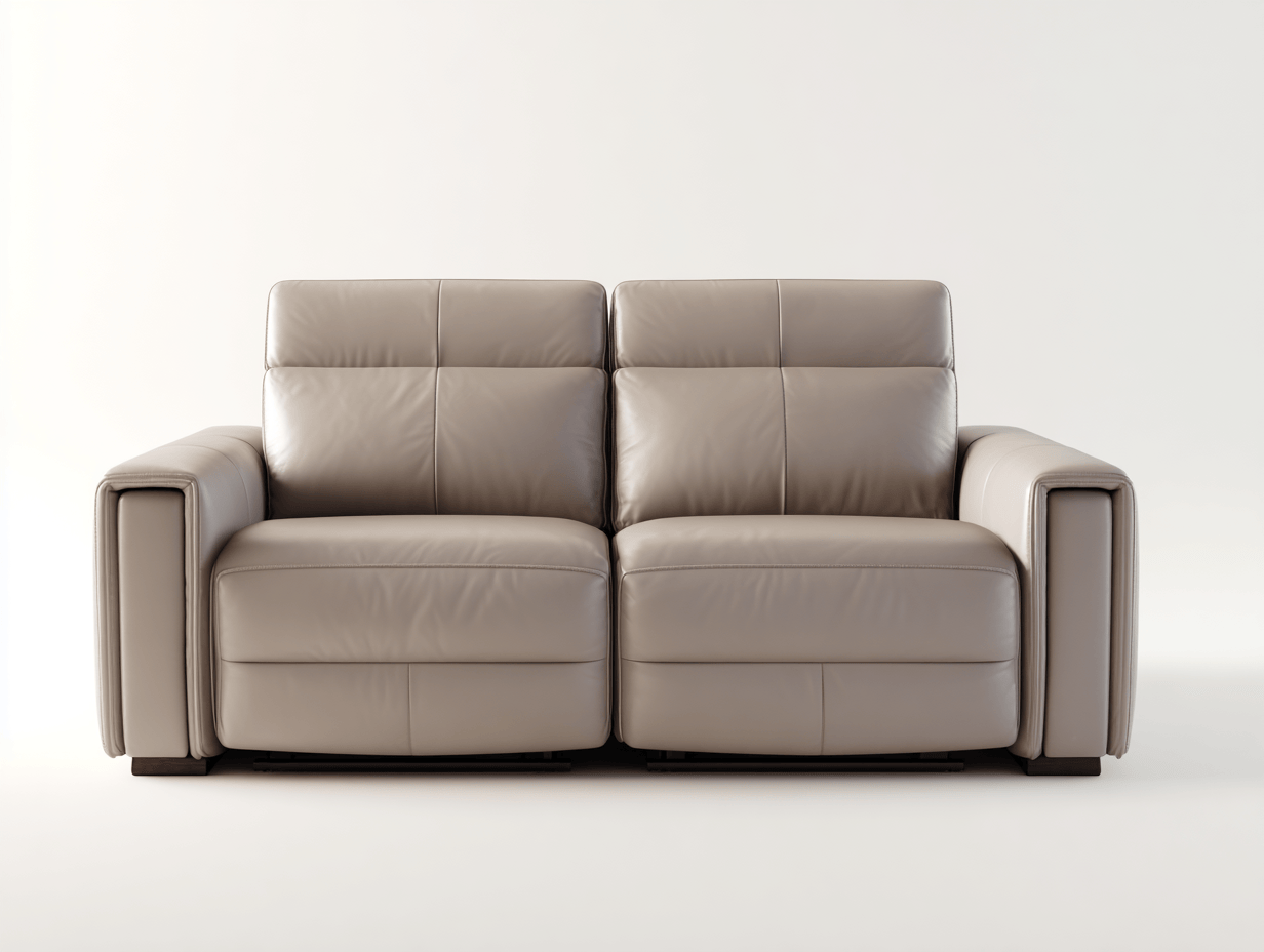 Canapé 2 places en cuir synthétique – taupe – design moderne avec accoudoirs épais-Warmthix