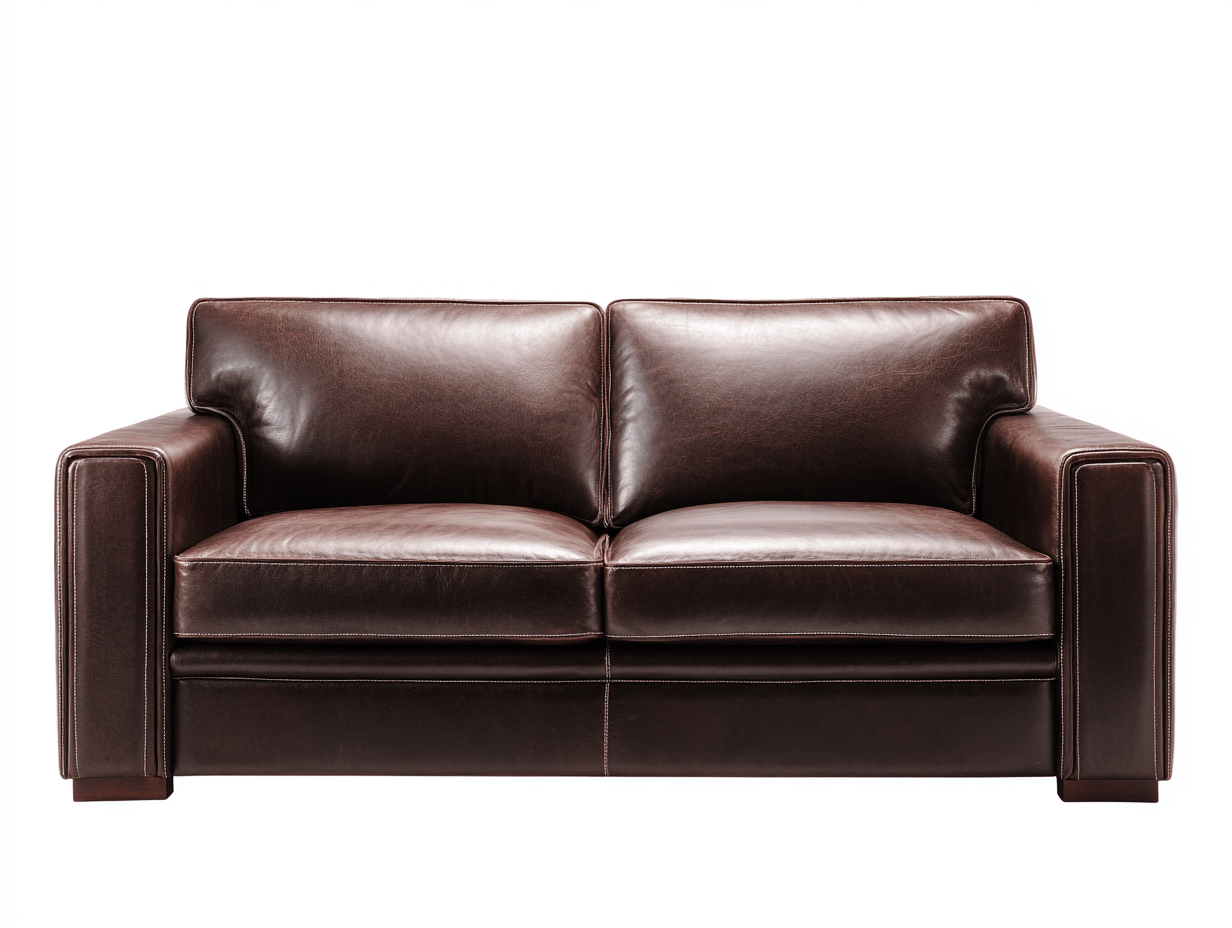 Canapé 2 places en similicuir – 150 cm – marron foncé – design moderne à accoudoirs droits-Warmthix