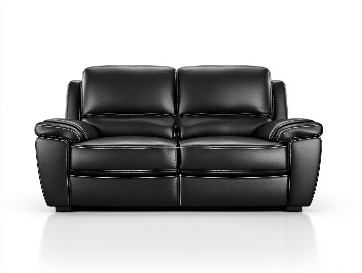 Canapé 2 places en cuir synthétique – noir – design moderne avec assise moelleuse et surpiqûres contrastées-Warmthix