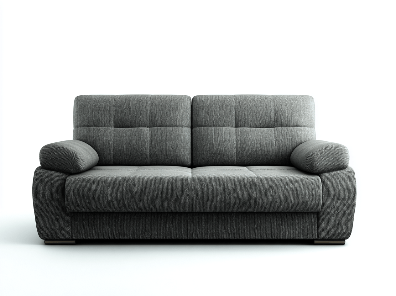 Canapé-lit 3 places – tissu gris foncé – design compact avec accoudoirs larges et assise capitonnée-Warmthix