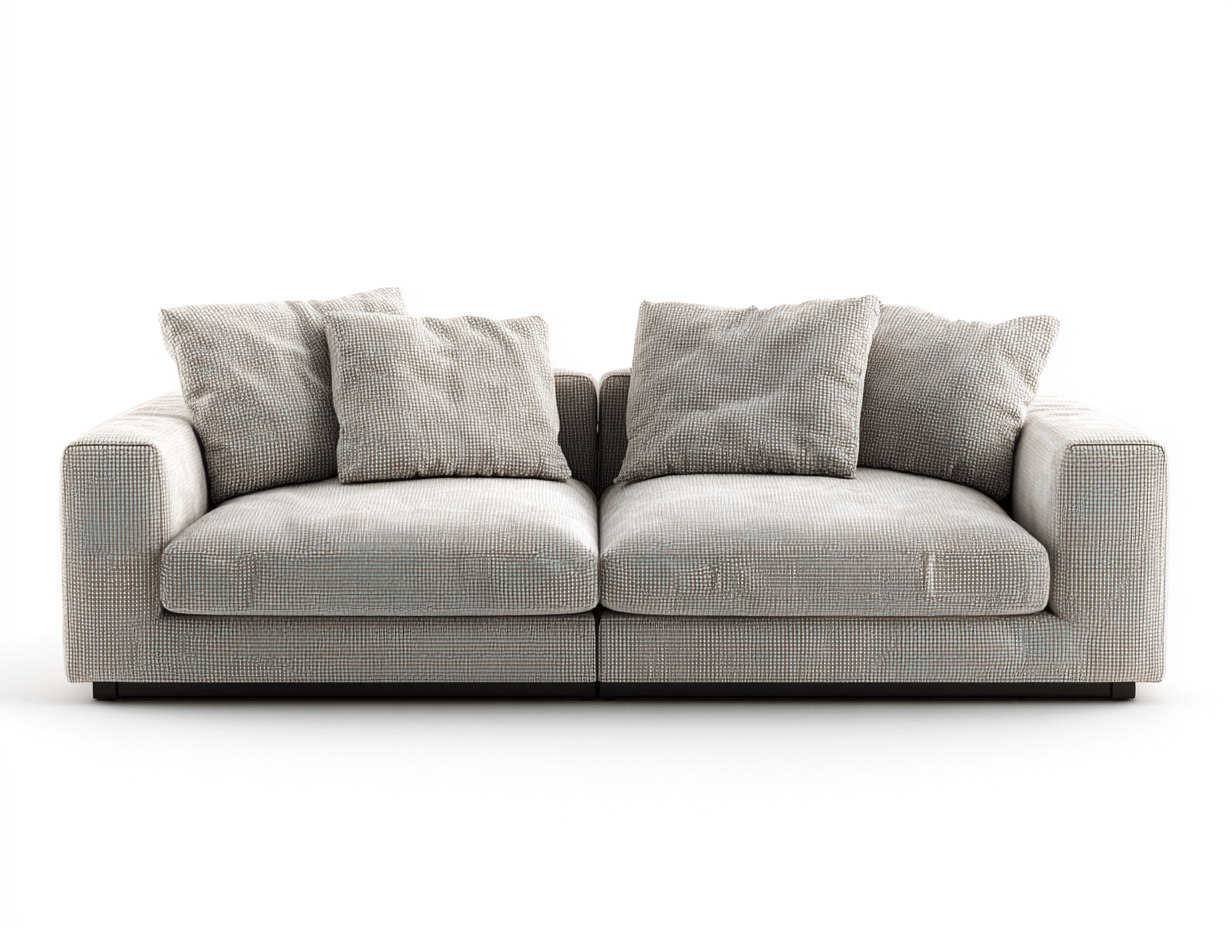 Canapé 3 places en tissu 210×100 cm – beige – style moderne avec coussins profonds-Warmthix