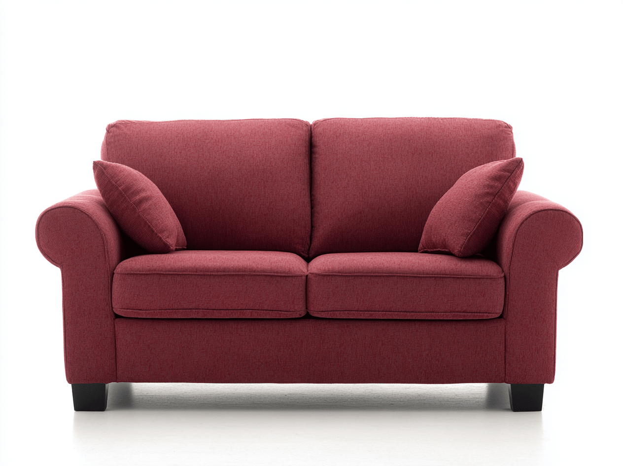 Canapé 2 places – tissu rouge foncé – style classique avec accoudoirs arrondis-Warmthix