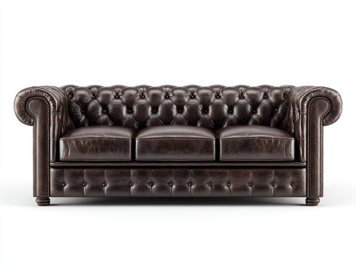 Canapé en cuir – marron foncé – style Chesterfield compact-Warmthix