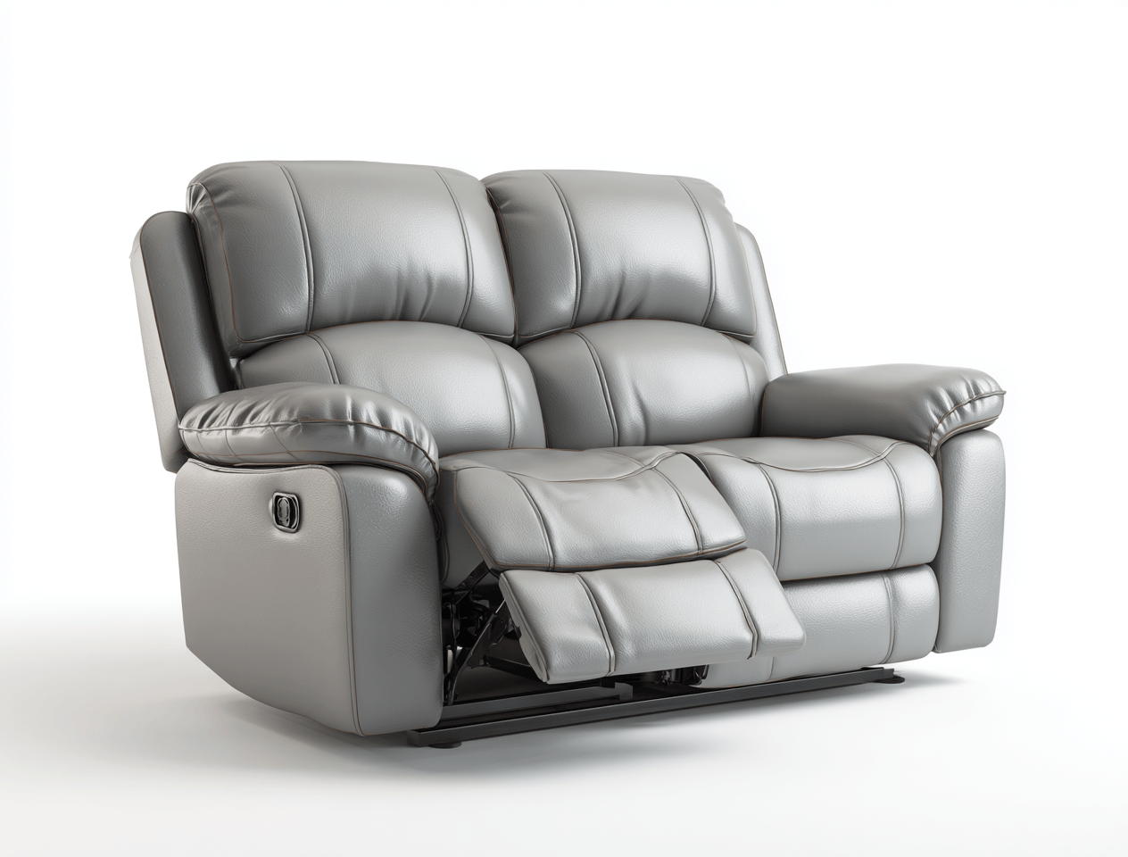 Canapé 2 places inclinable simili-cuir 200×95 cm – gris clair – avec repose-tête et mécanisme incliné manuel-Warmthix