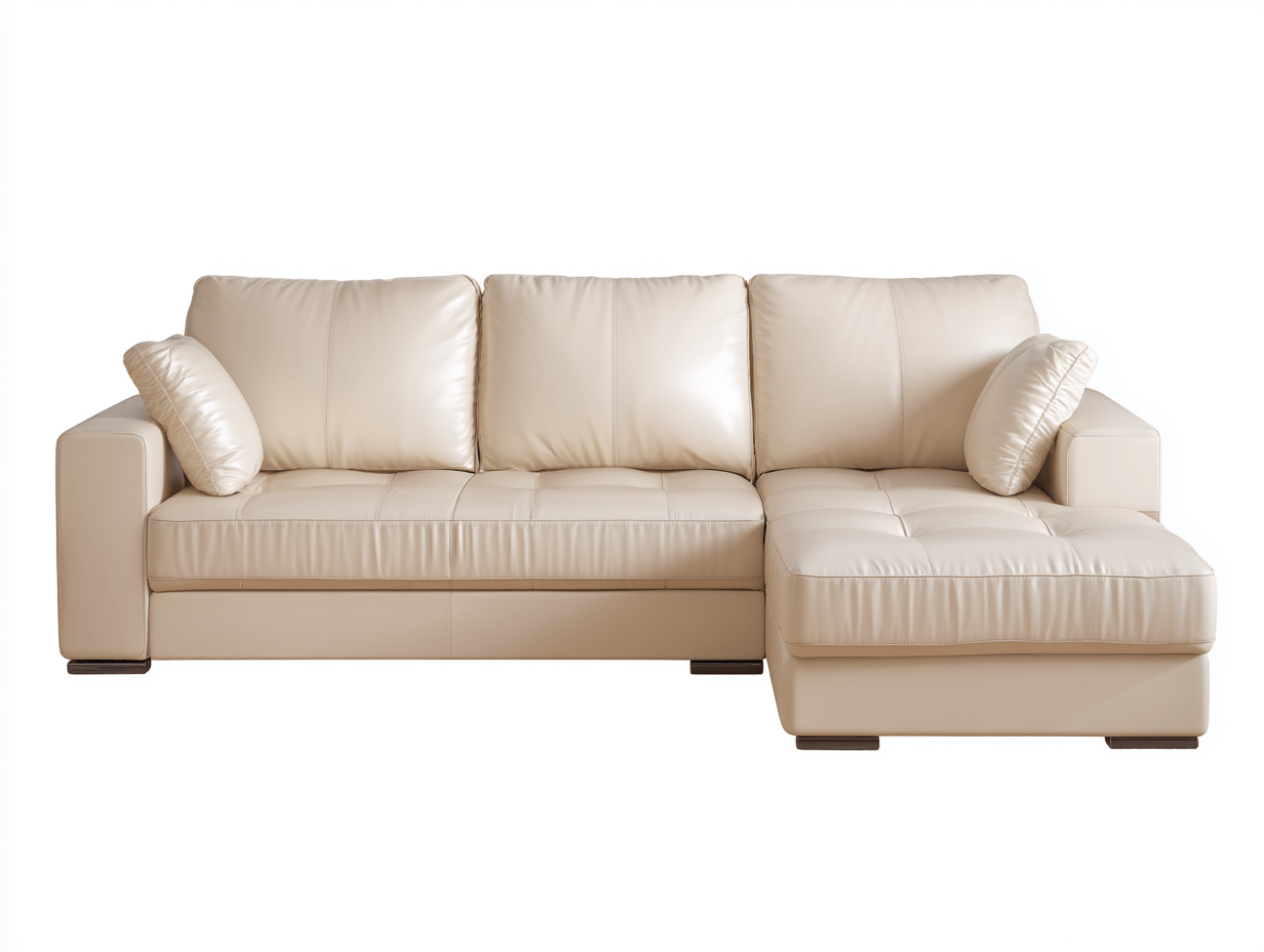 Canapé d’angle en cuir synthétique – 270×160 cm – beige – style contemporain avec méridienne-Warmthix