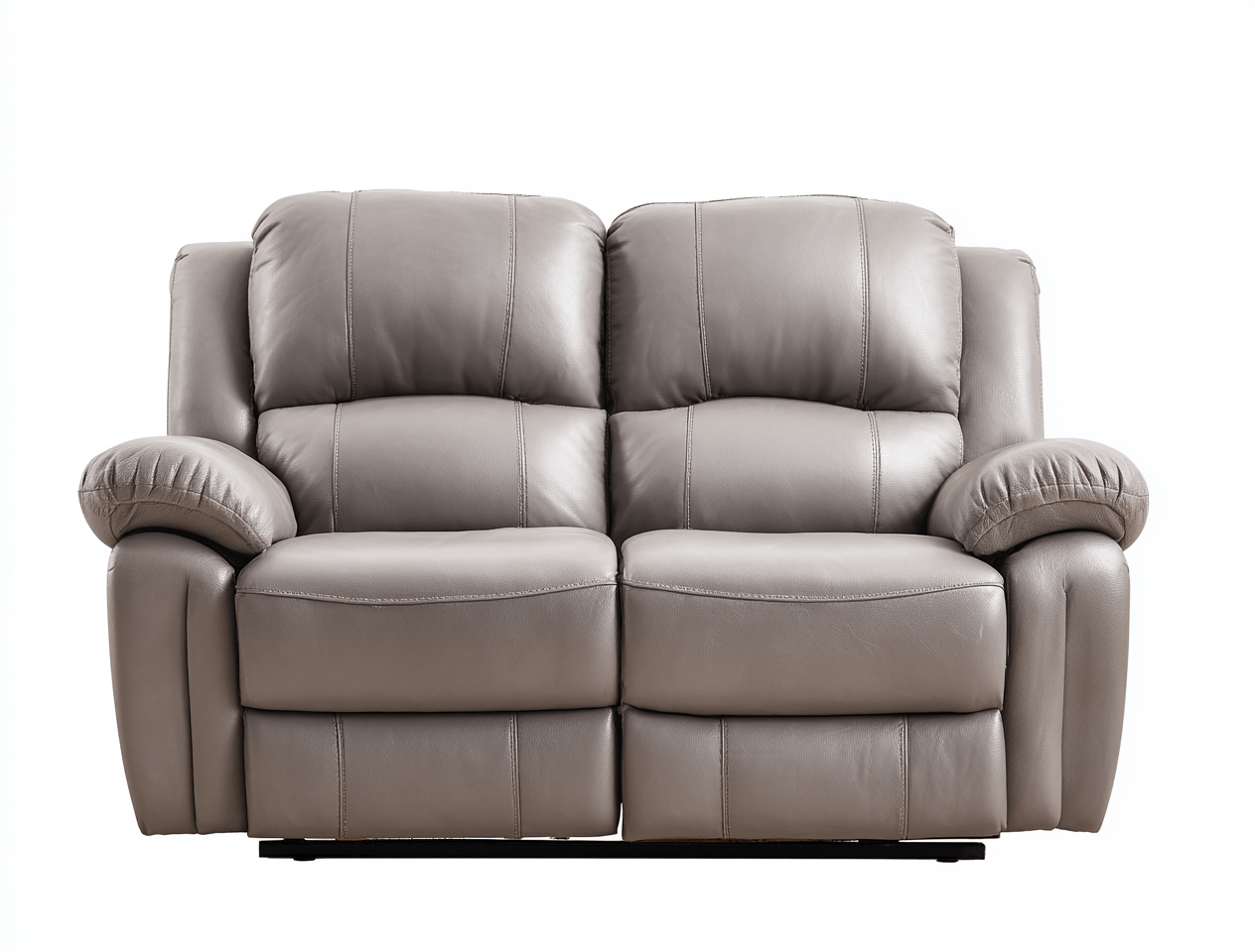 Canapé 2 places inclinable simili-cuir 200×95 cm – gris clair – avec accoudoirs et pieds en métal-Warmthix