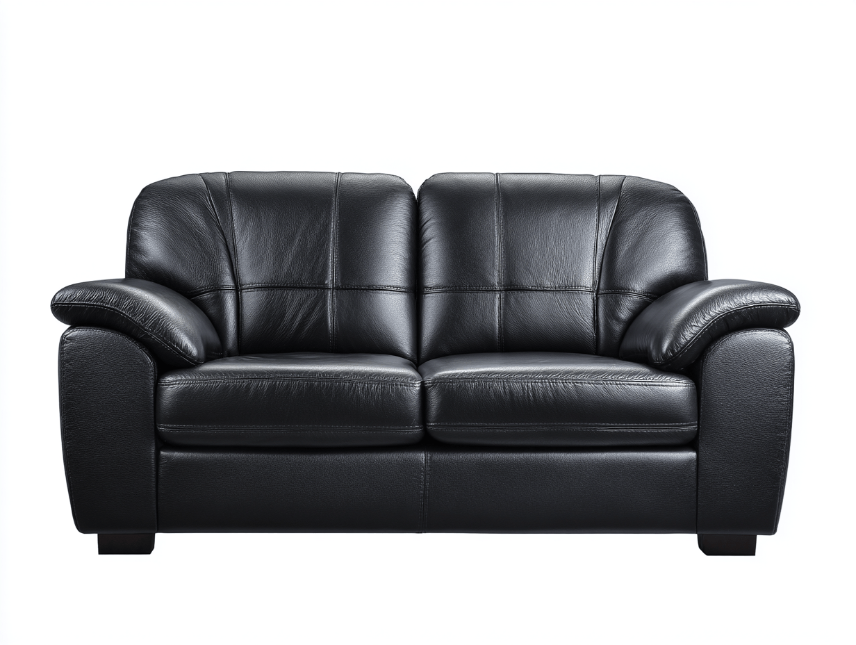 Canapé 2 places – cuir synthétique noir – assise moelleuse et accoudoirs incurvés-Warmthix