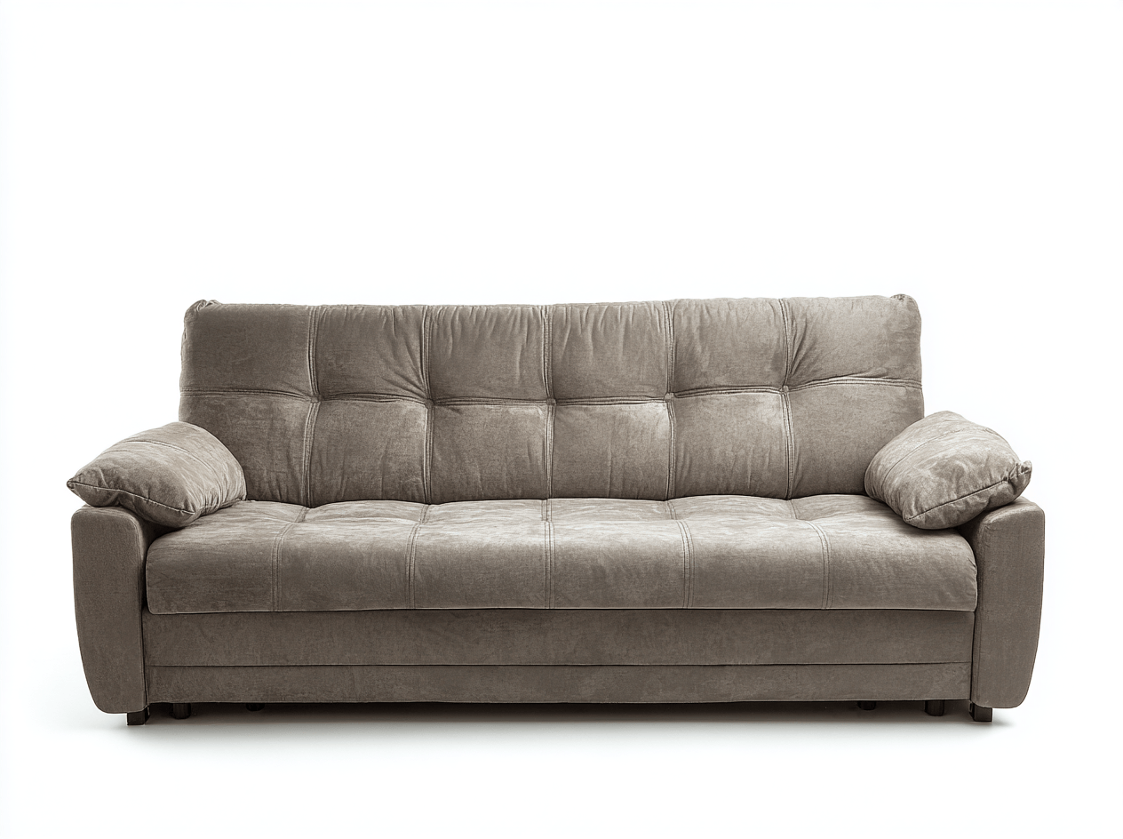 Canapé-lit 3 places – tissu effet velours taupe – convertible avec assise large et design moelleux-Warmthix