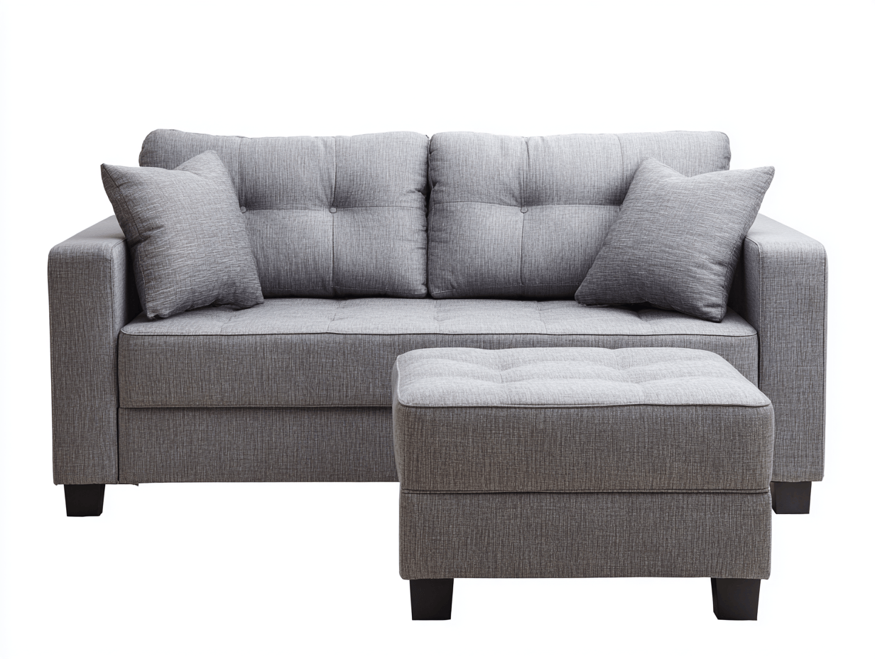 Canapé-lit en tissu 180×85 cm – gris – style moderne avec pouf assorti-Warmthix