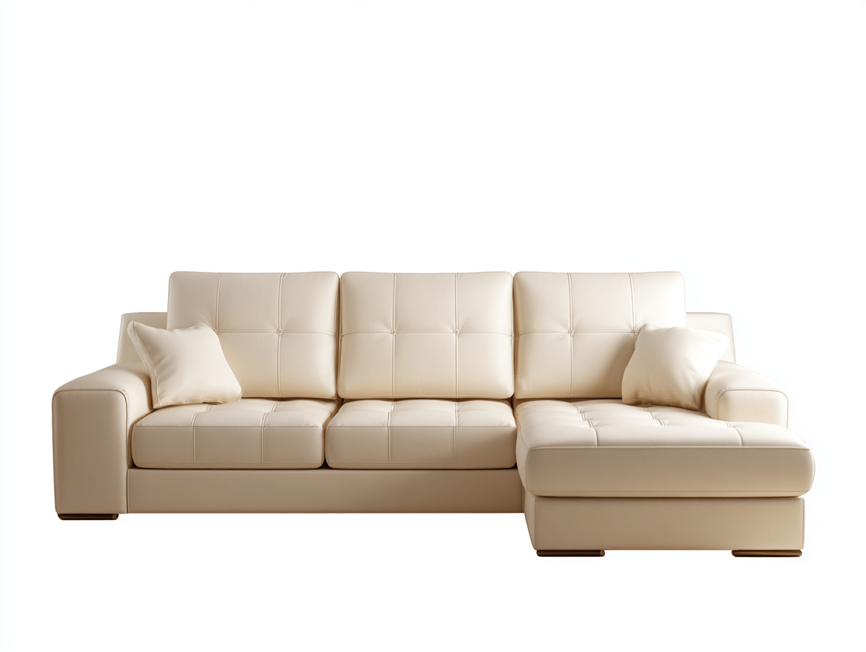 Canapé d’angle en cuir synthétique – 270×160 cm – beige clair – style moderne avec méridienne-Warmthix