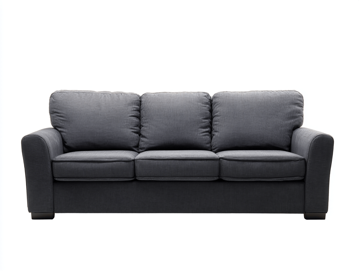 Canapé 3 places en tissu – gris foncé – design moderne avec accoudoirs incurvés et coussins rembourrés-Warmthix