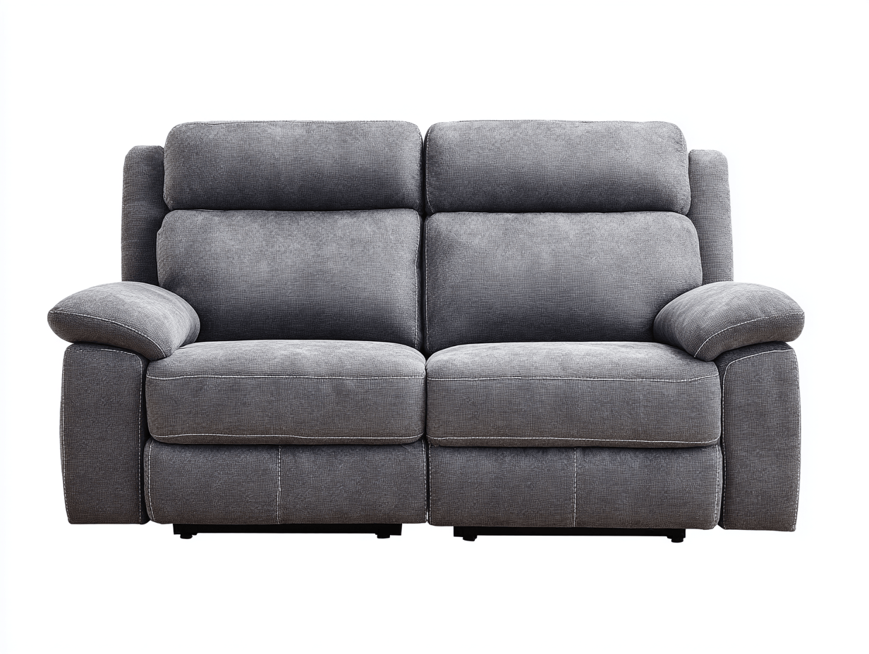Canapé 2 places inclinable tissu 180×90 cm – gris – avec accoudoirs ergonomiques-Warmthix
