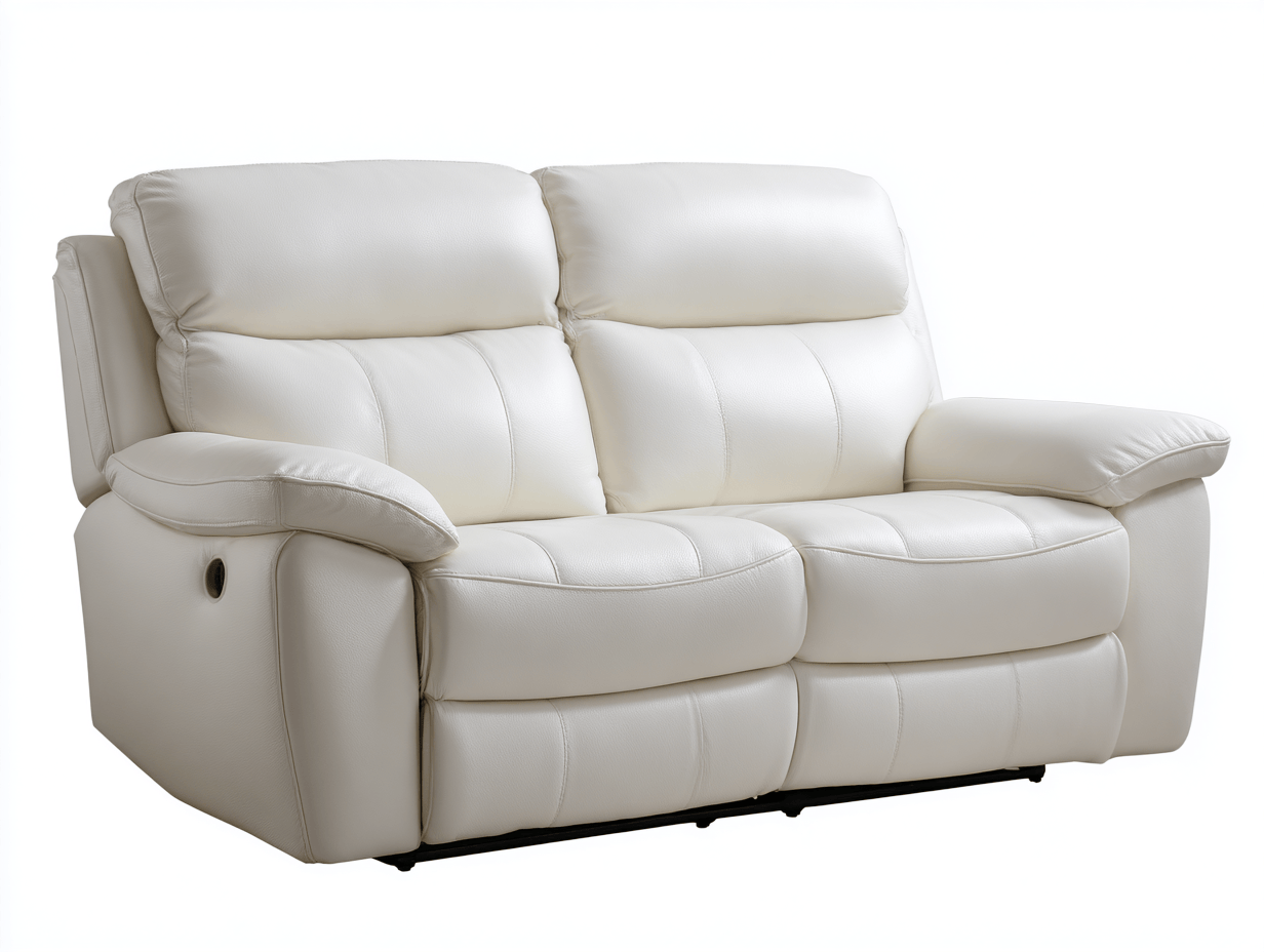 Canapé relax motorisé 2 places – cuir blanc – assise ergonomique rembourrée-Warmthix