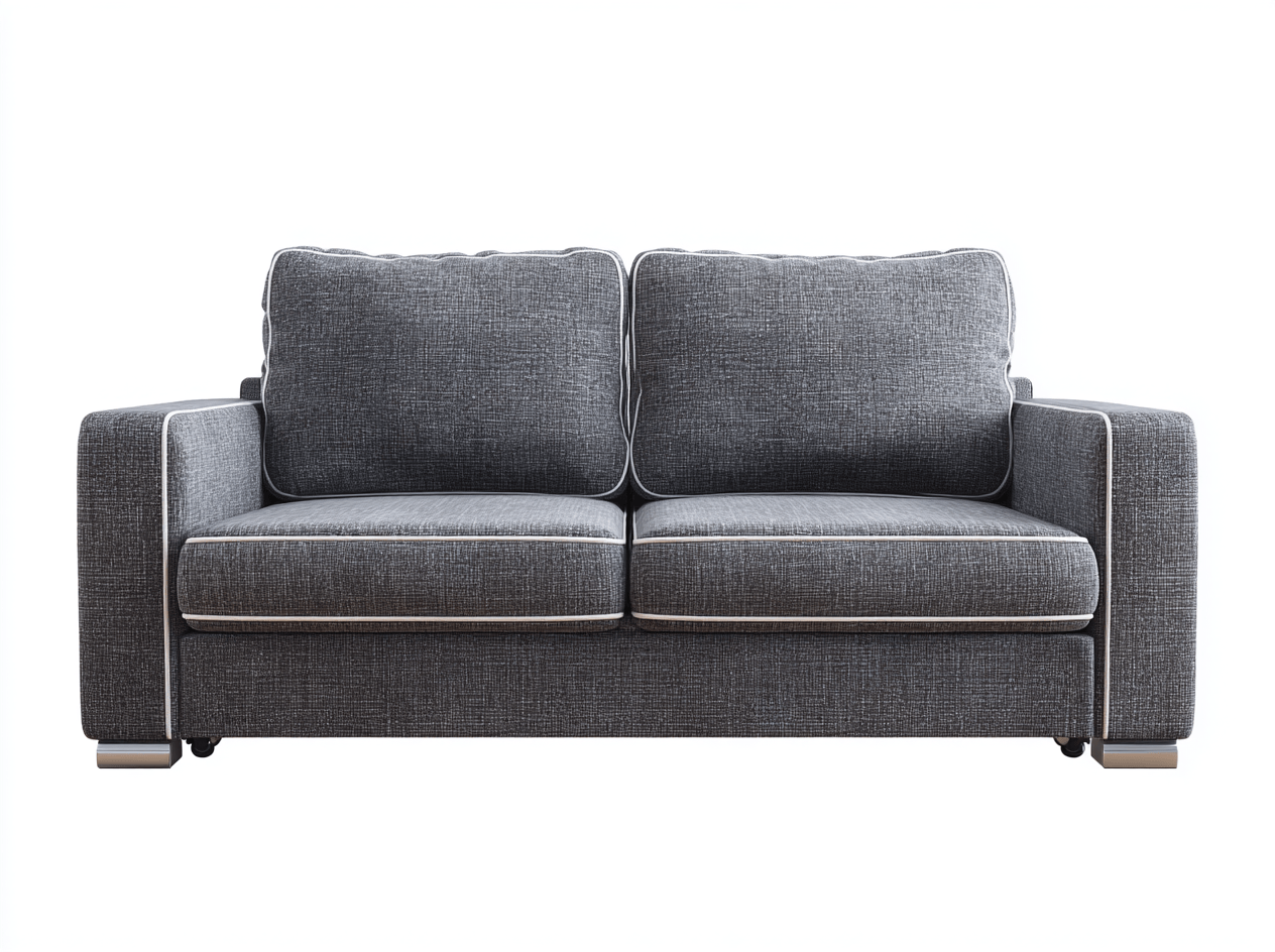 Canapé 2 places en tissu gris avec accoudoirs 160×85 cm – gris – avec pieds métalliques-Warmthix