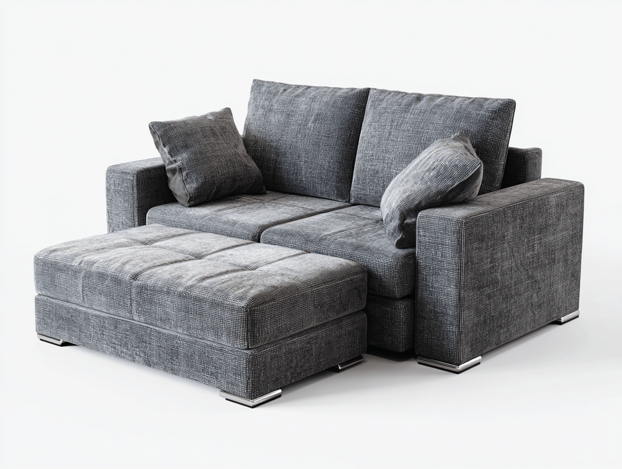 Canapé-lit en tissu 150×90 cm – gris foncé – design moderne avec repose-pieds intégré-Warmthix