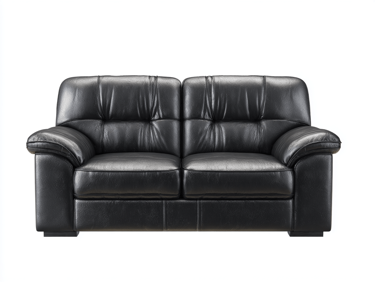 Canapé 2 places – cuir synthétique noir – accoudoirs rembourrés-Warmthix