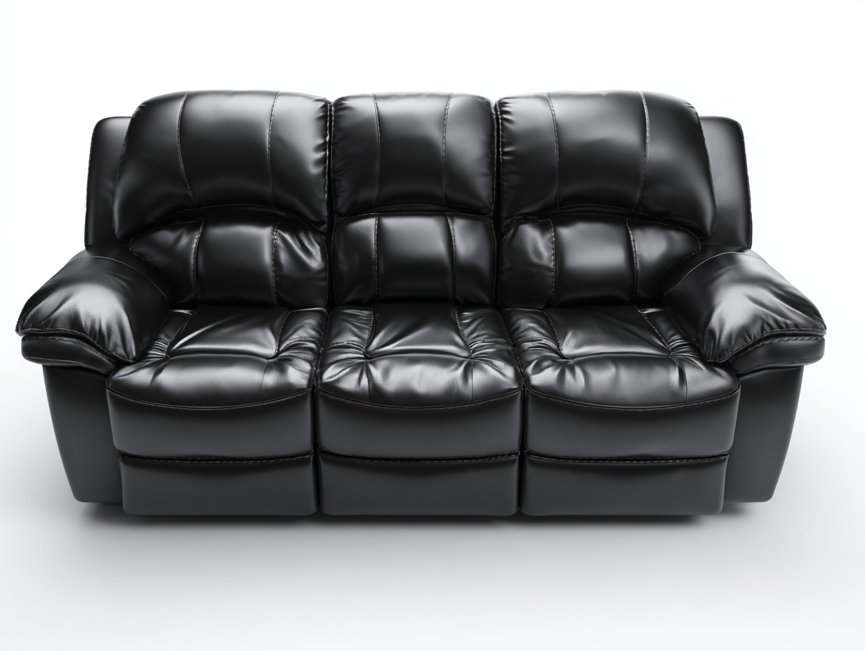 Canapé 3 places relax en similicuir noir – assise moelleuse – dossier inclinable – style contemporain-Warmthix