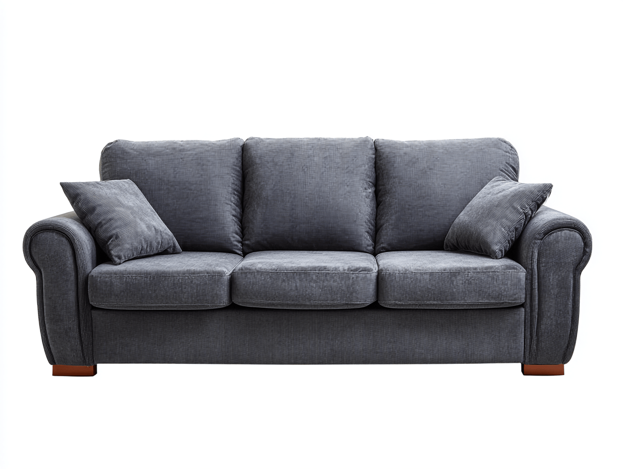 Canapé 3 places en tissu – gris foncé – style classique avec accoudoirs arrondis et coussins moelleux-Warmthix