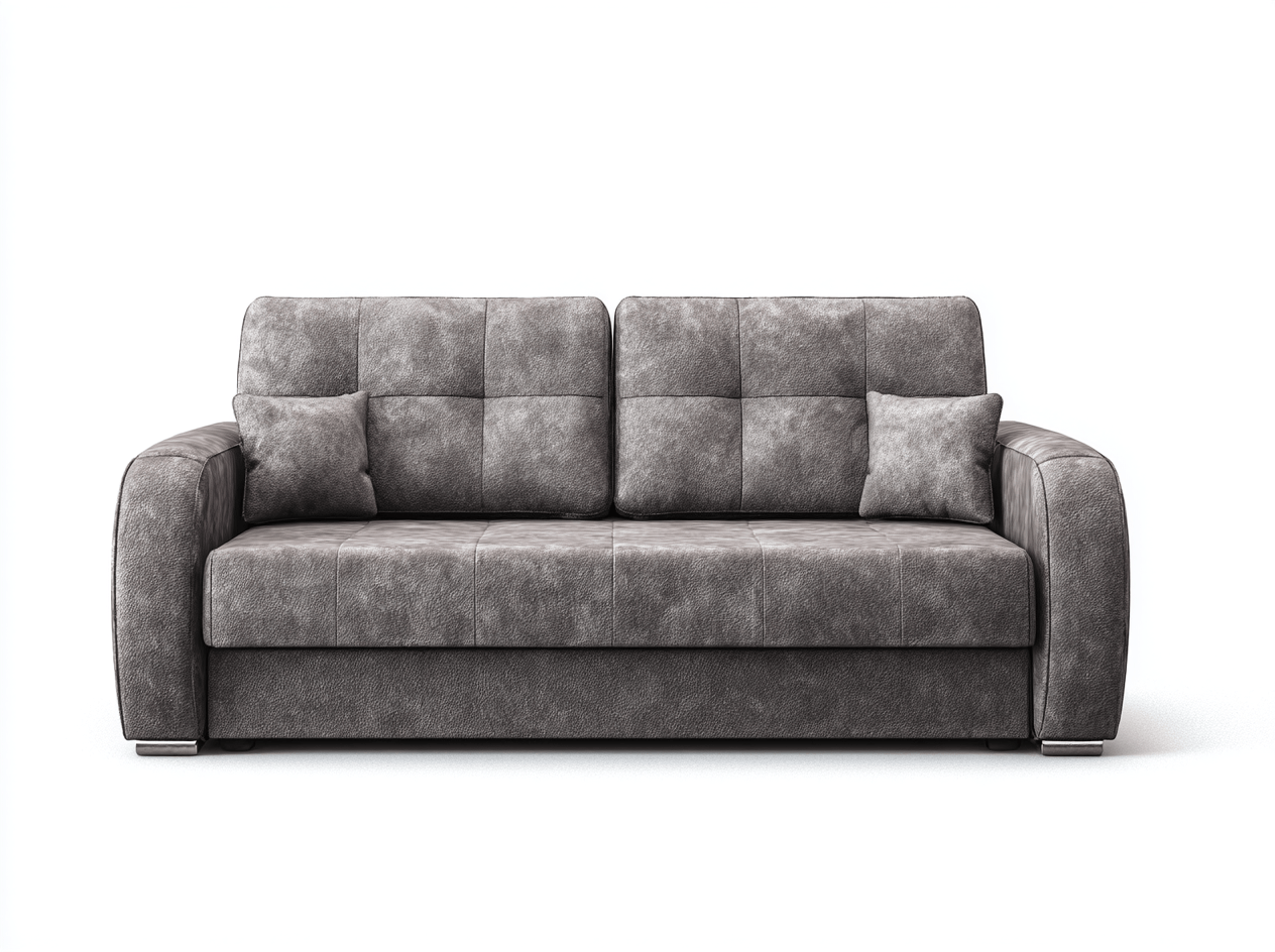 Canapé-lit 3 places – tissu effet velours gris – convertible avec assise capitonnée et accoudoirs épais-Warmthix