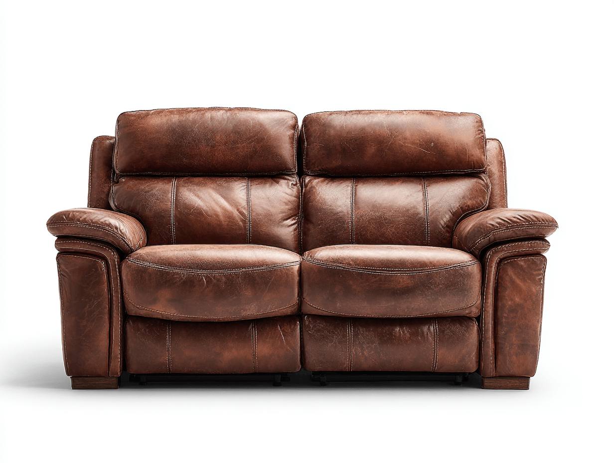 Canapé 2 places inclinable cuir 200×95 cm – marron vieilli – avec repose-tête et mécanisme inclinable électrique-Warmthix