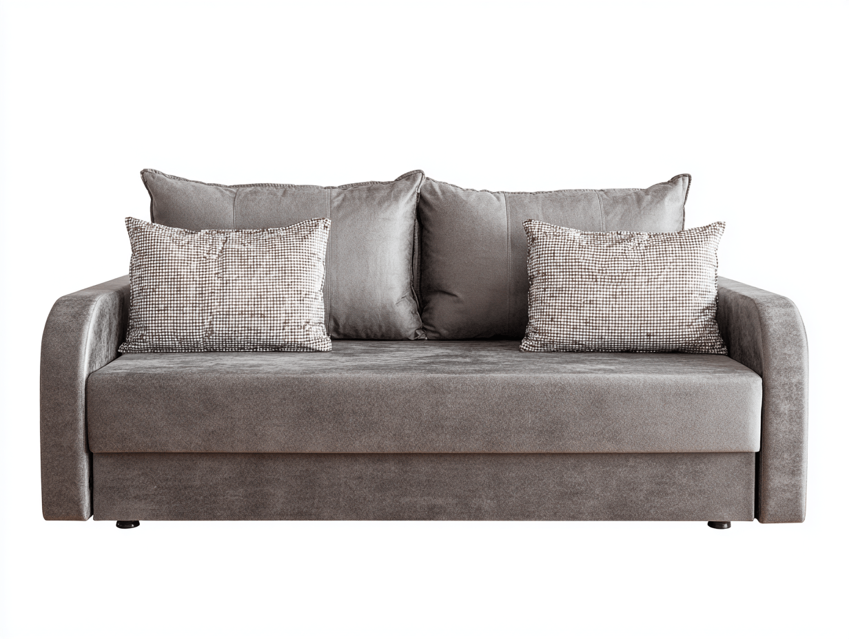 Canapé-lit en tissu – gris – style compact avec coussins à motifs inclus-Warmthix