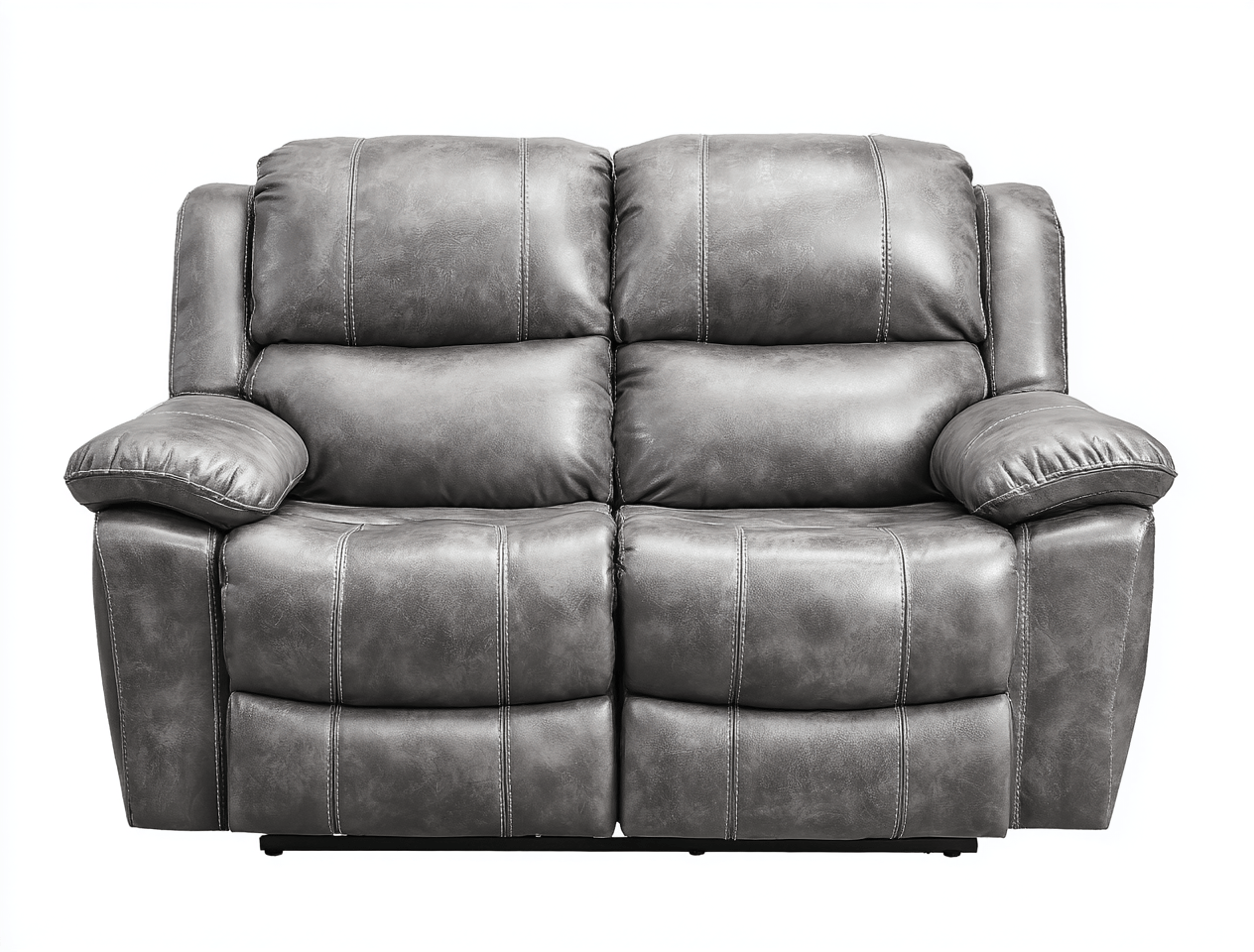 Canapé 2 places inclinable simili-cuir 200×95 cm – gris – avec accoudoirs et pieds en métal-Warmthix