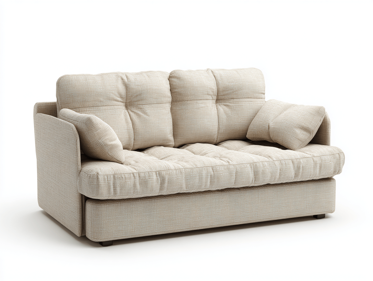 Canapé-lit en tissu – beige – convertible avec matelas intégré-Warmthix