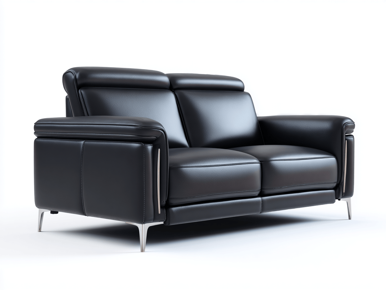 Canapé 2 places en cuir synthétique – noir – accoudoirs rembourrés et appuie-têtes réglables-Warmthix