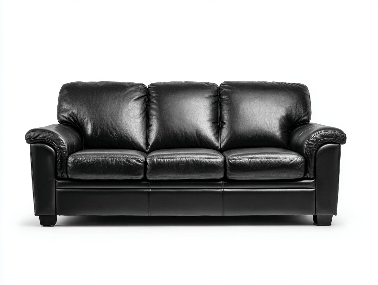 Canapé 3 places – cuir synthétique noir – assise moelleuse et accoudoirs arrondis-Warmthix