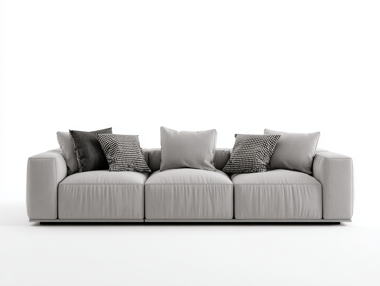 Canapé 3 places en tissu – gris clair – style contemporain avec coussins contrastés-Warmthix