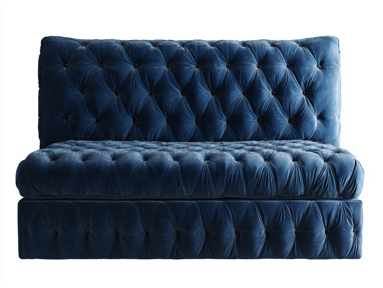 Canapé-lit en velours 160×85 cm – bleu marine – style capitonné classique pour salon ou chambre-Warmthix