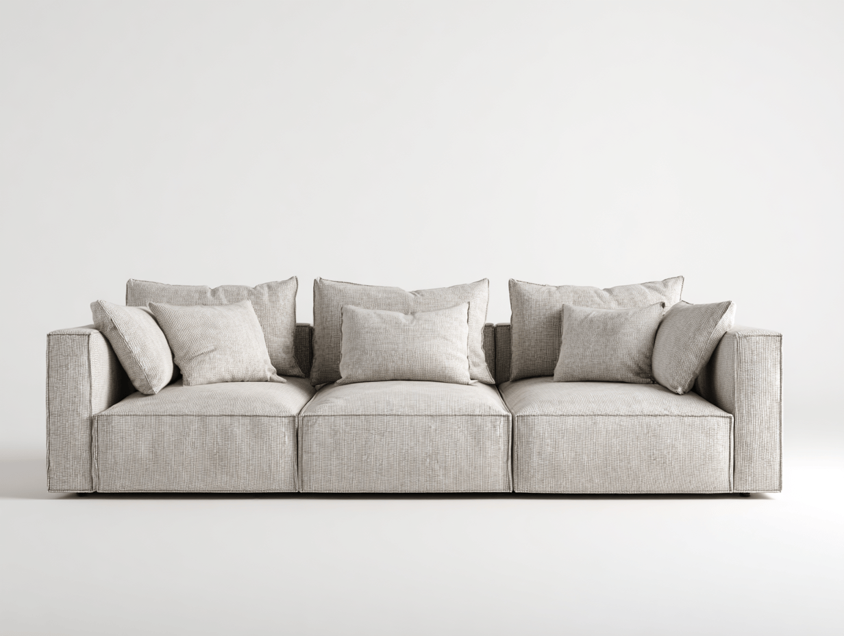 Canapé 3 places en tissu – beige – style moderne et assise profonde-Warmthix