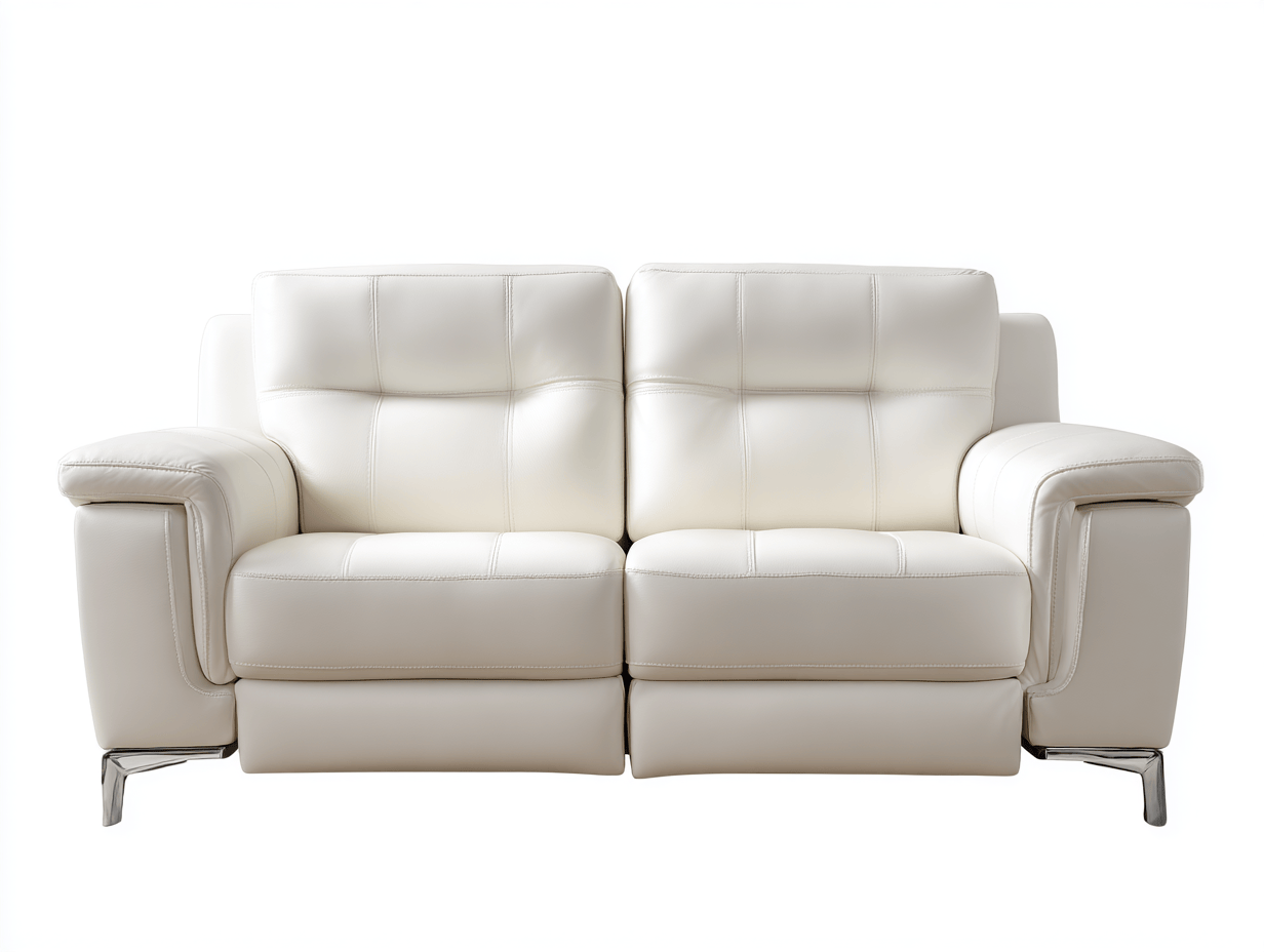 Canapé 2 places inclinable cuir 200×95 cm – blanc – avec repose-tête et mécanisme inclinable électrique-Warmthix