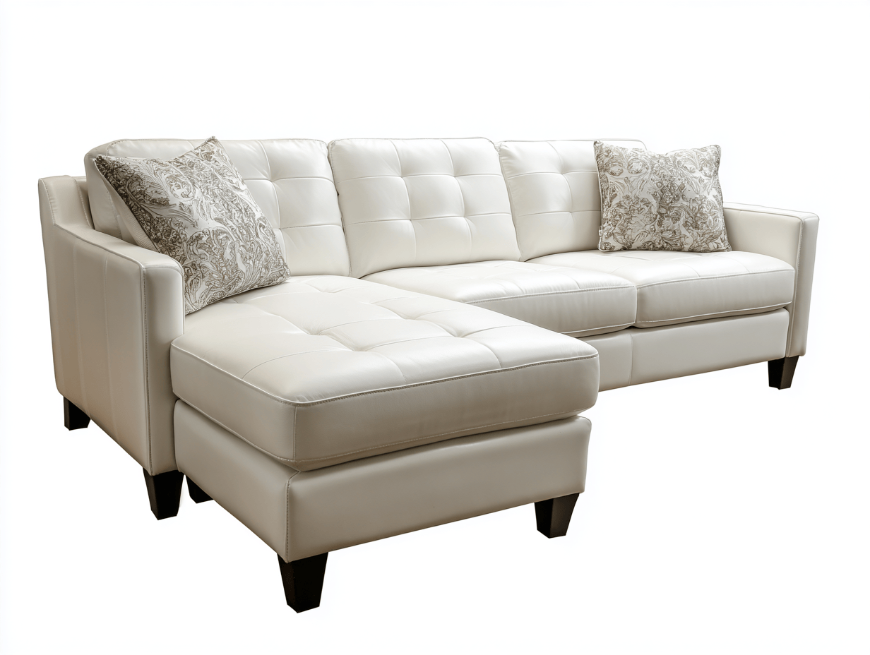 Canapé d’angle en cuir synthétique – blanc – style moderne capitonné-Warmthix