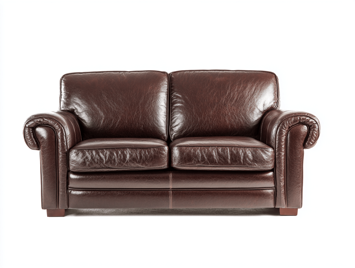 Canapé 2 places en similicuir – 150 cm – marron foncé – style classique avec accoudoirs arrondis-Warmthix